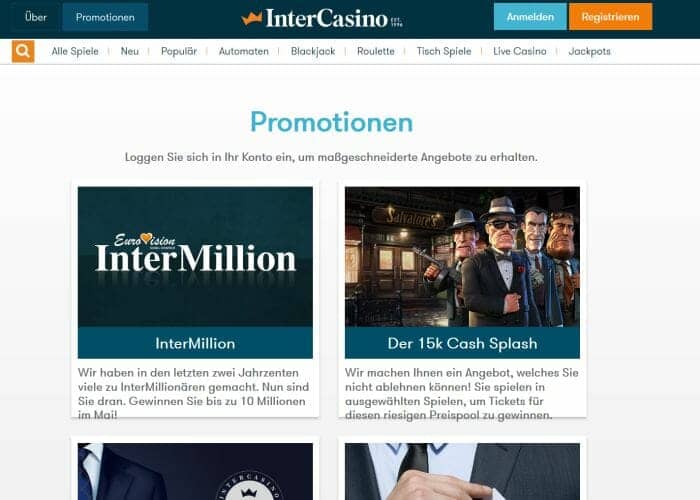 intercasino aktionen klein