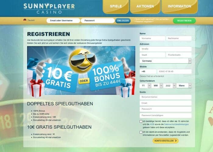 sunnyplayer anmeldung klein