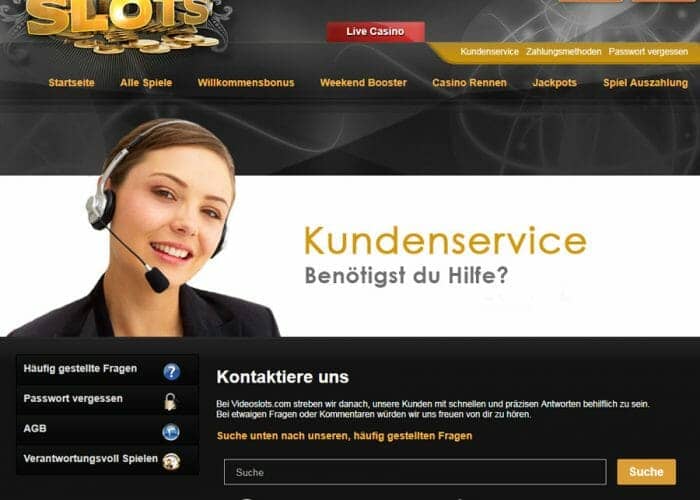 videoslots casino kundenservice klein