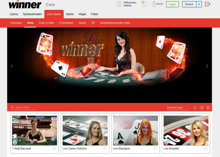 winner live casino klein