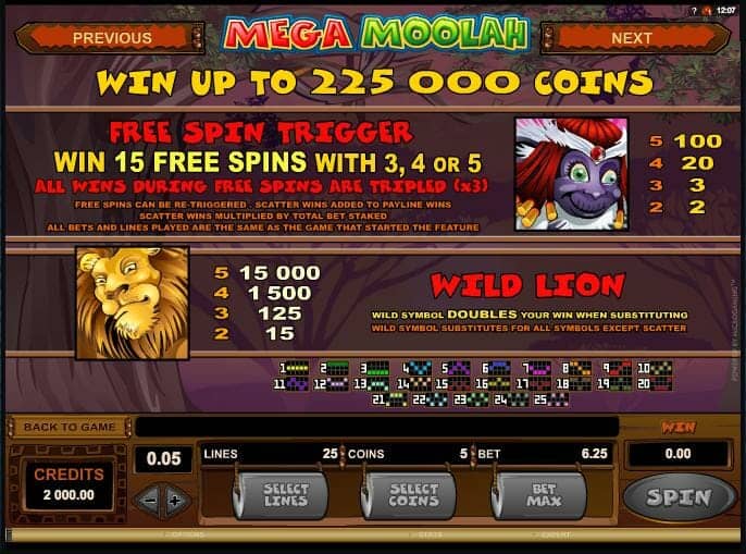 Mega Moolah Screenshot 4