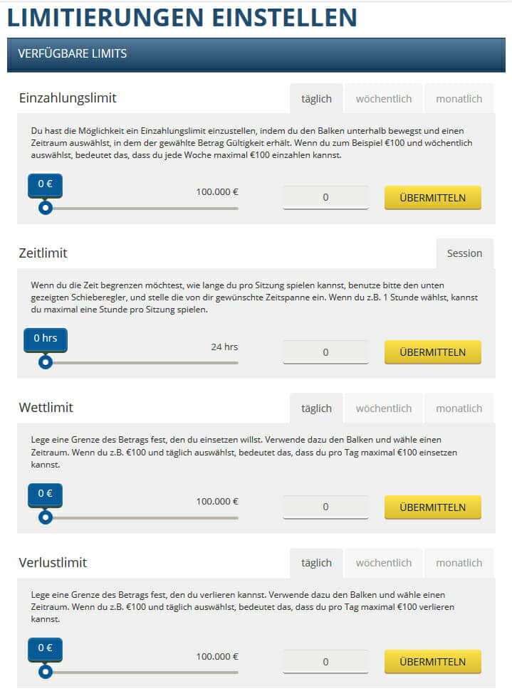 Casinosperren Limits Einrichten