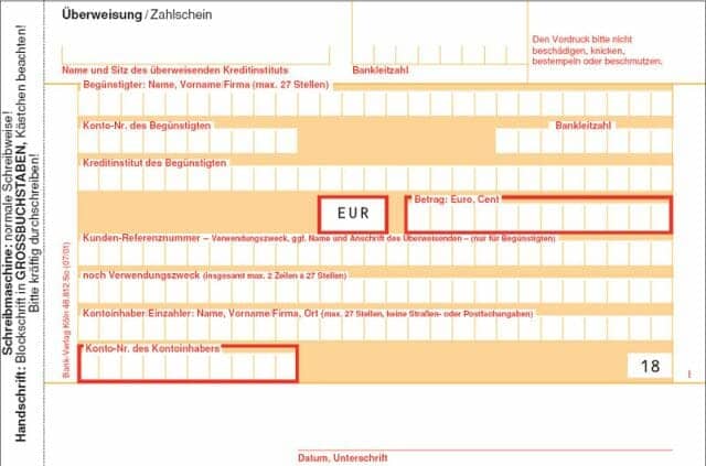 Überweisung vorschau